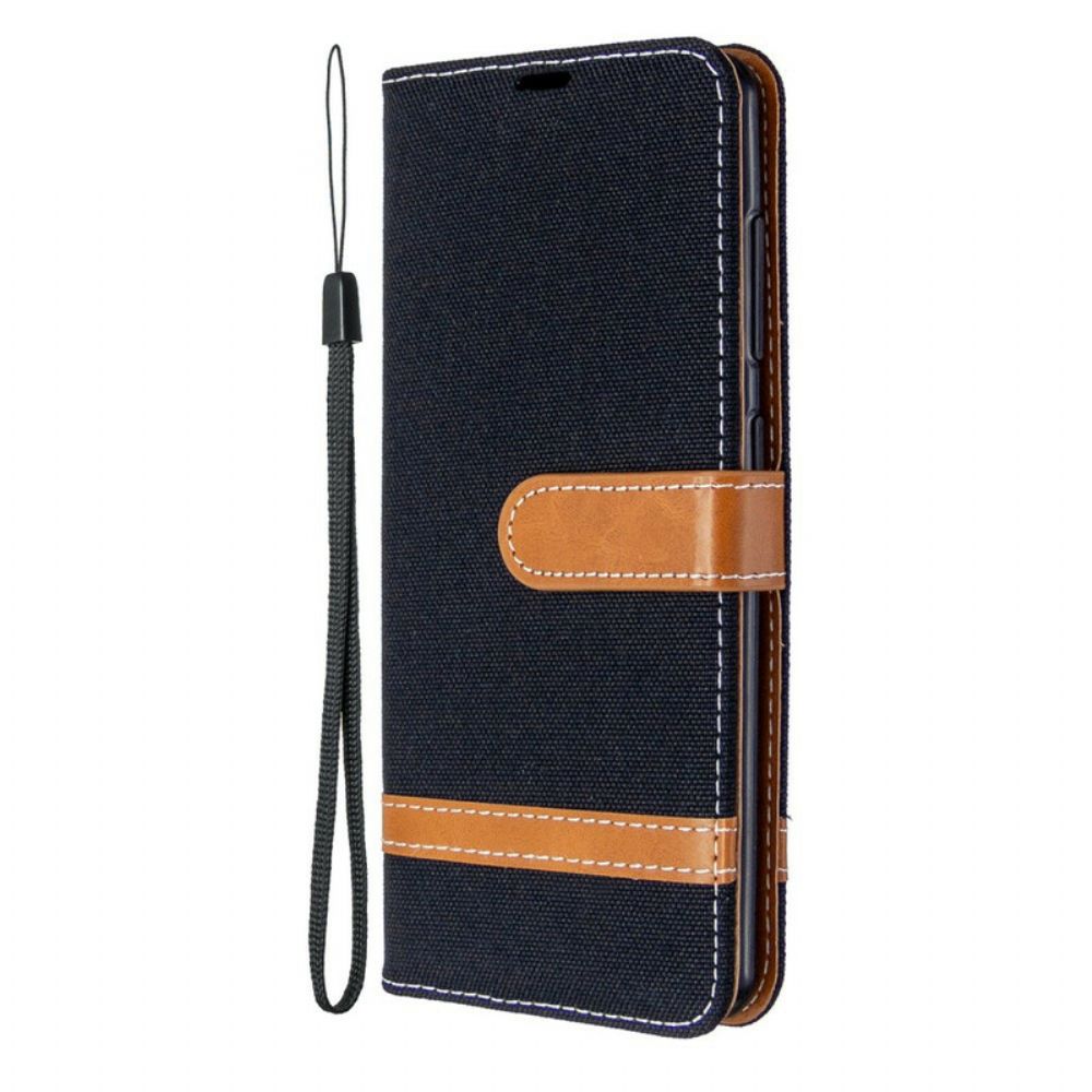 Flip Case Für Samsung Galaxy A41 Mit Kordel Armband In Stoff- Und Lederoptik