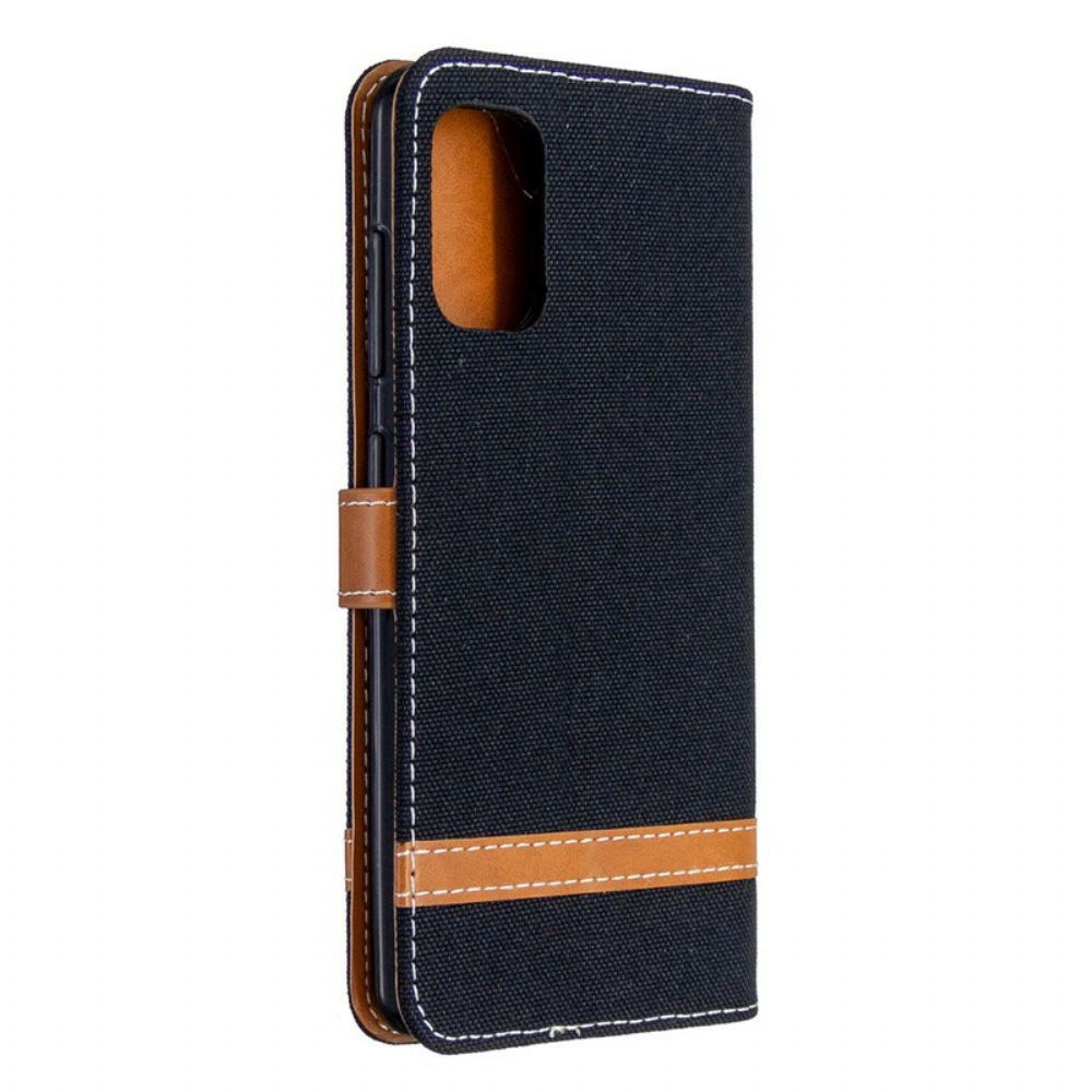 Flip Case Für Samsung Galaxy A41 Mit Kordel Armband In Stoff- Und Lederoptik