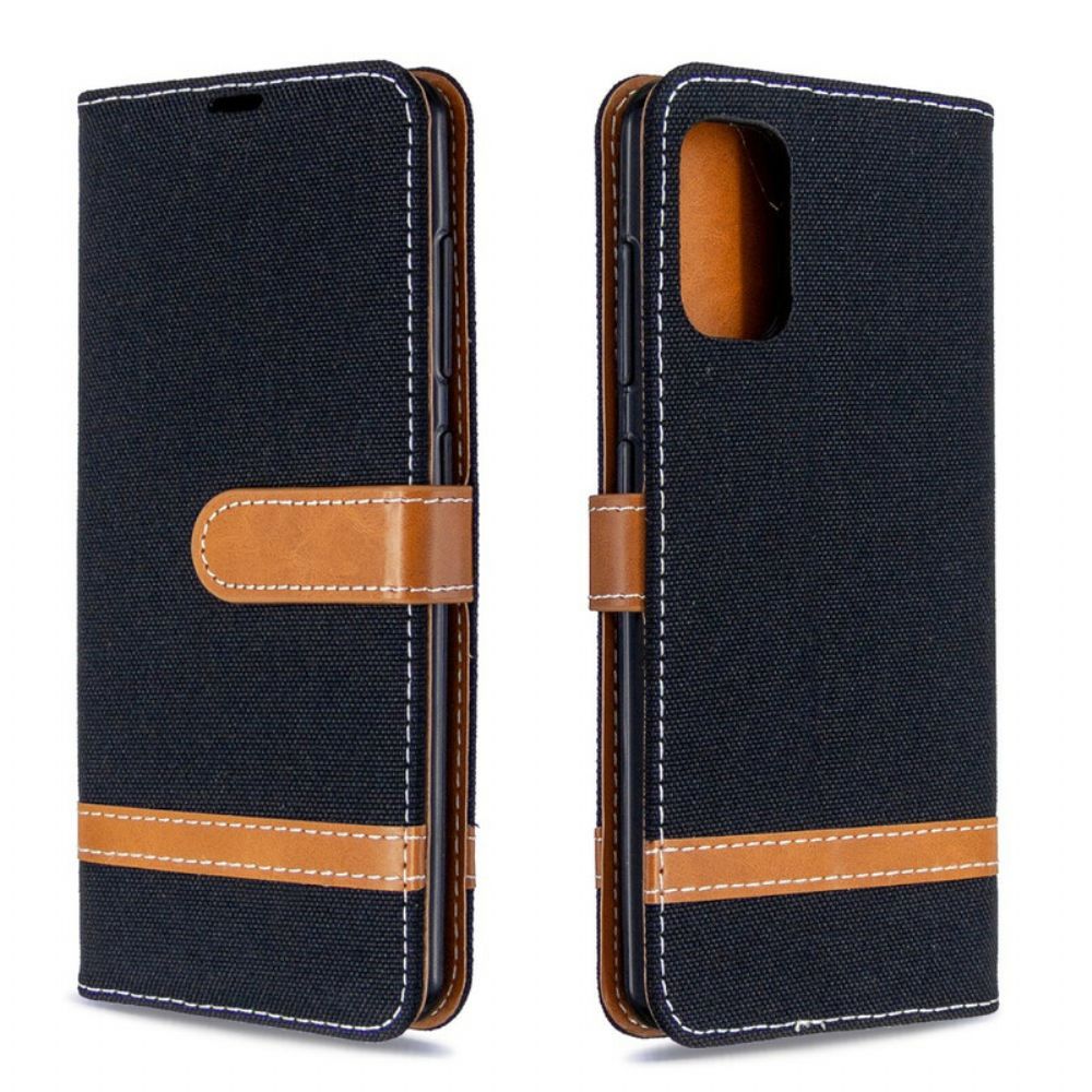 Flip Case Für Samsung Galaxy A41 Mit Kordel Armband In Stoff- Und Lederoptik