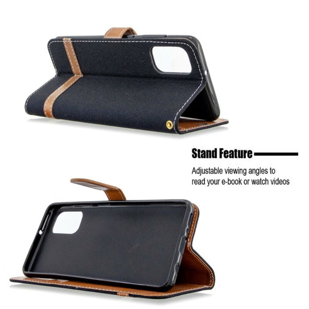 Flip Case Für Samsung Galaxy A41 Mit Kordel Armband In Stoff- Und Lederoptik
