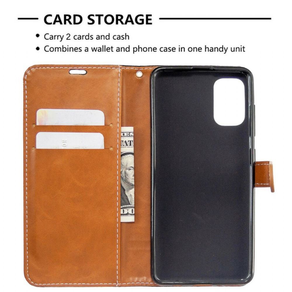 Flip Case Für Samsung Galaxy A41 Mit Kordel Armband In Stoff- Und Lederoptik