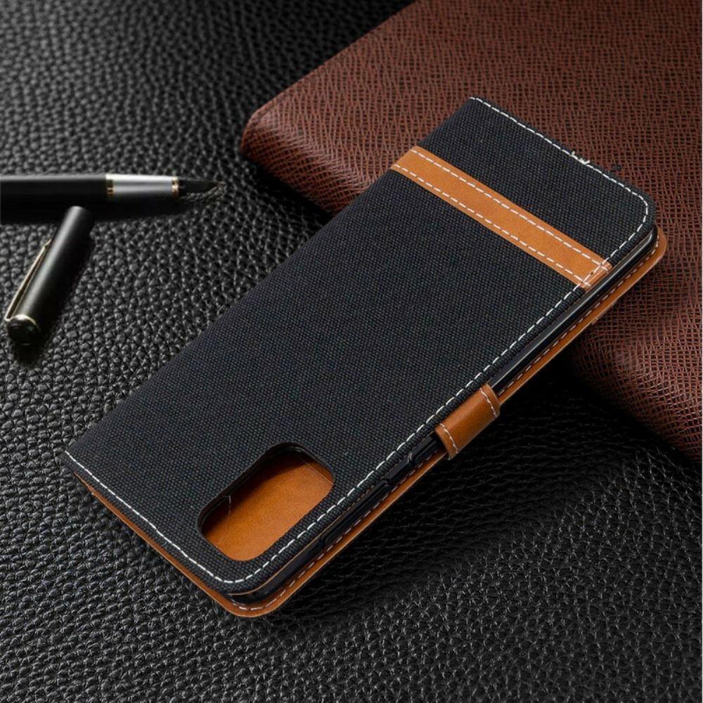 Flip Case Für Samsung Galaxy A41 Mit Kordel Armband In Stoff- Und Lederoptik