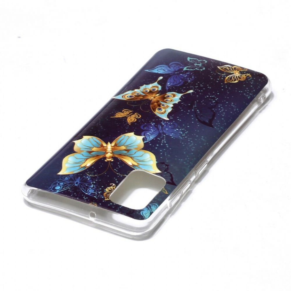 Handyhülle Für Samsung Galaxy A41 Fluoreszierende Schmetterlingsserie