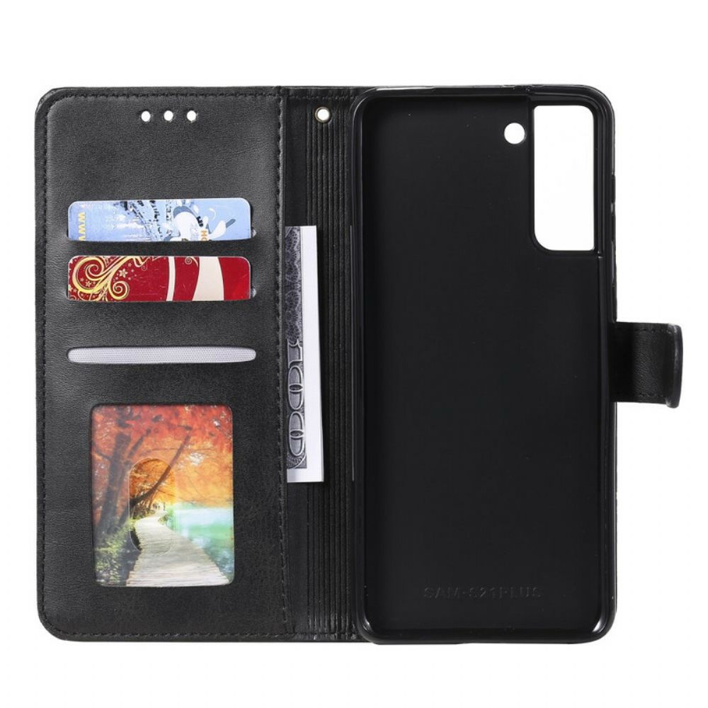 Flip Case Für Samsung Galaxy S21 5G Diamant Kunstleder