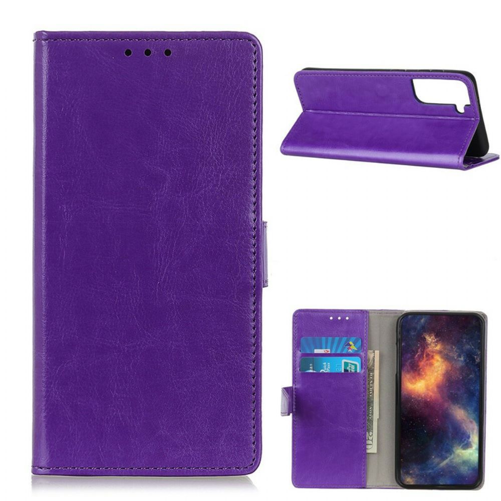 Flip Case Für Samsung Galaxy S21 5G Einfacher Glänzender Ledereffekt