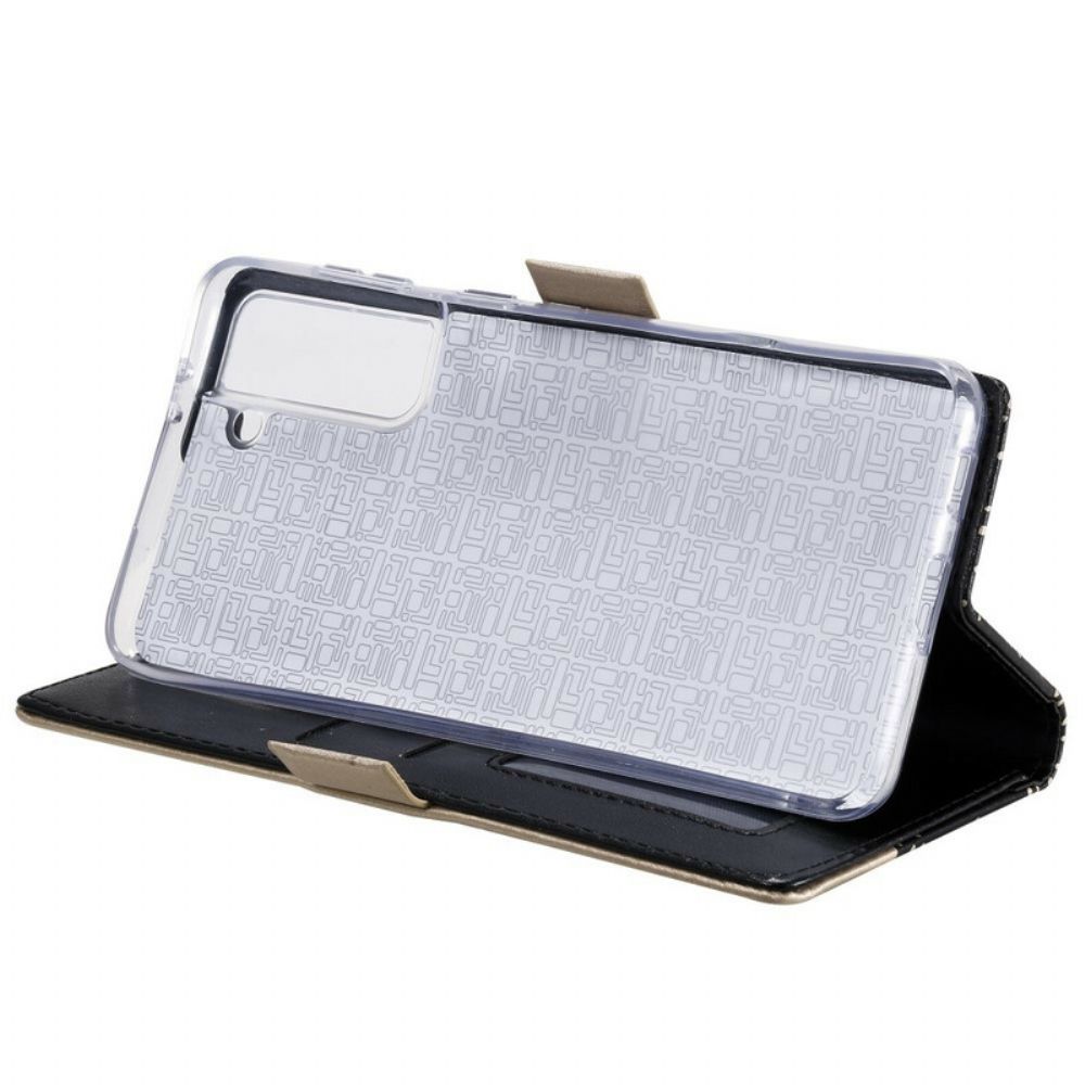 Flip Case Für Samsung Galaxy S21 5G Mit Kordel Geldbörse Mit Spitzenband