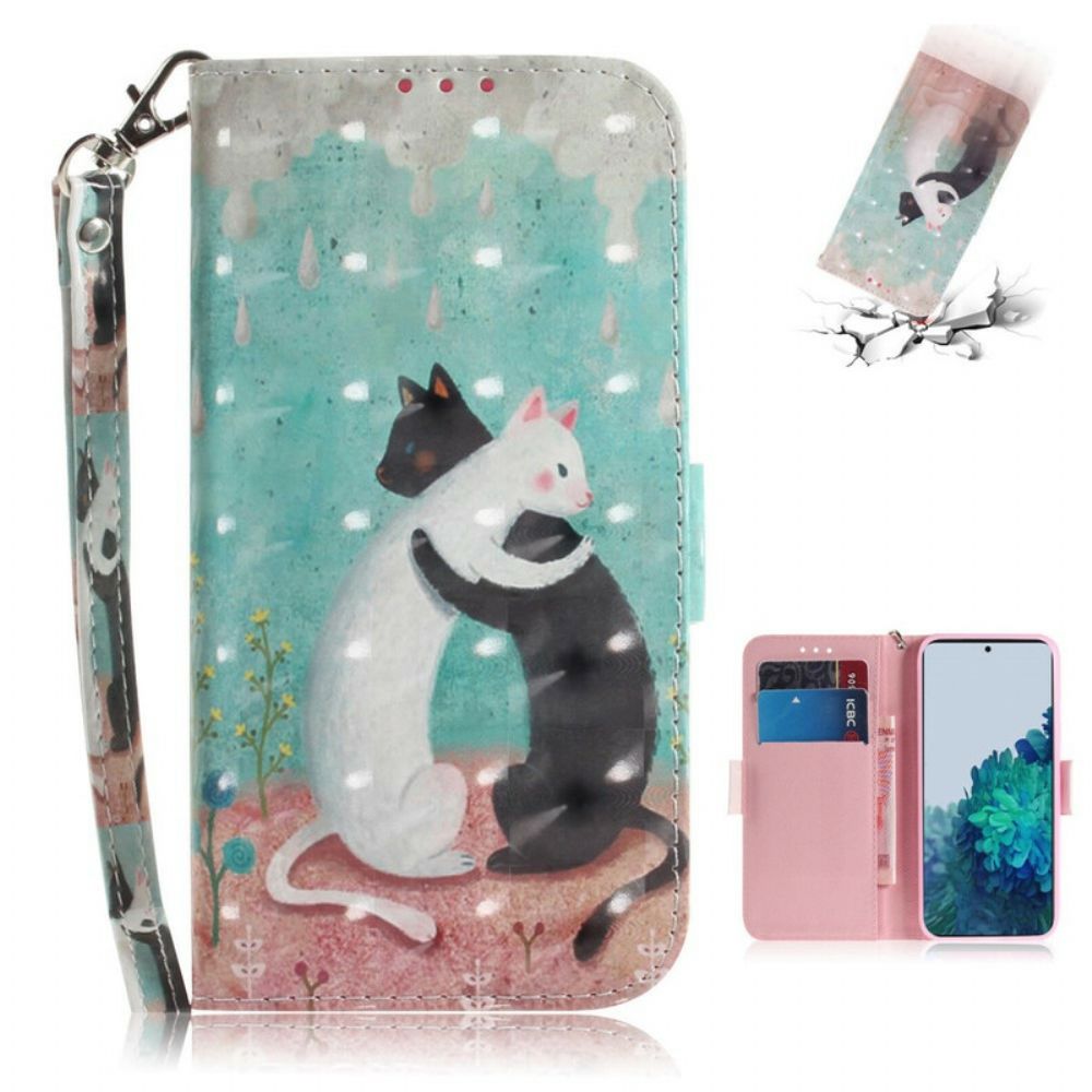 Flip Case Für Samsung Galaxy S21 5G Mit Kordel Tanga-katzenfreunde
