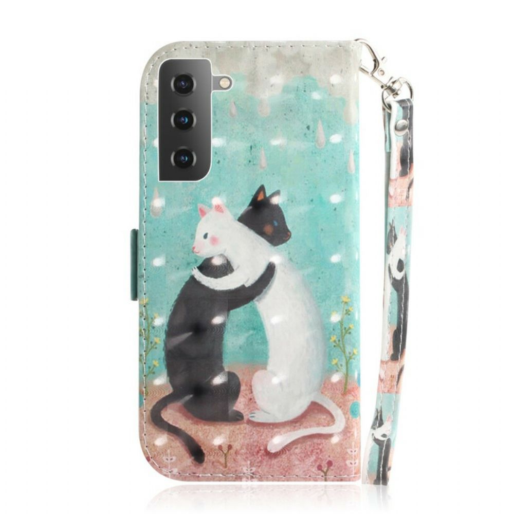 Flip Case Für Samsung Galaxy S21 5G Mit Kordel Tanga-katzenfreunde