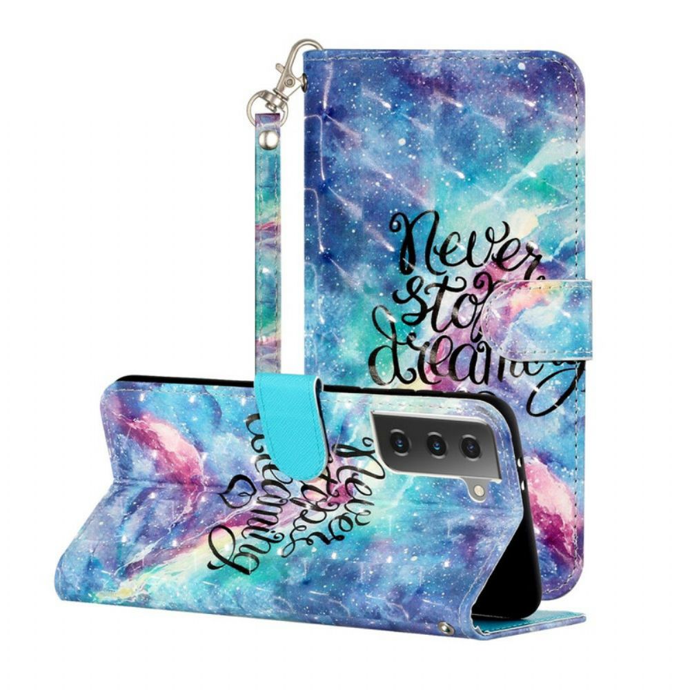 Flip Case Für Samsung Galaxy S21 5G Niemals Aufhören Mit Lanyard