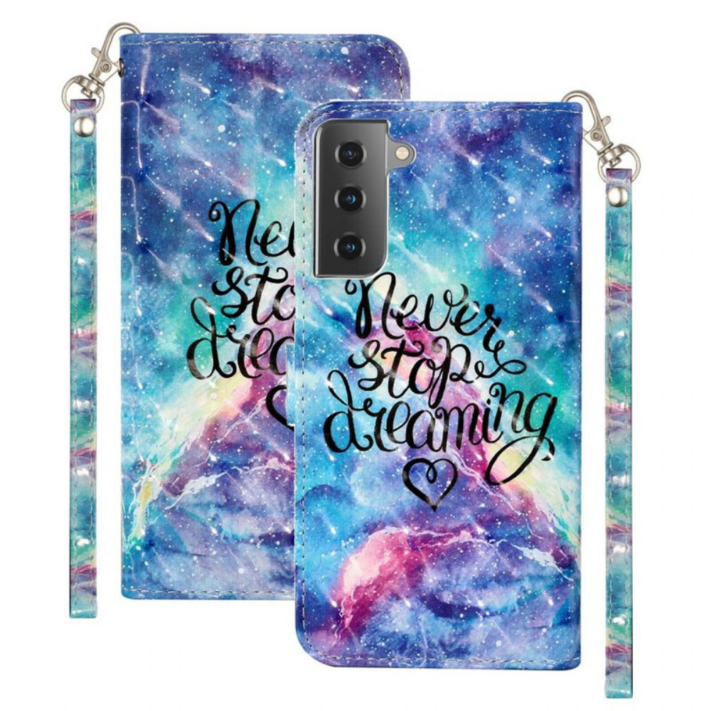 Flip Case Für Samsung Galaxy S21 5G Niemals Aufhören Mit Lanyard