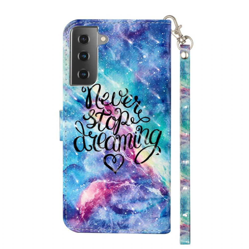 Flip Case Für Samsung Galaxy S21 5G Niemals Aufhören Mit Lanyard