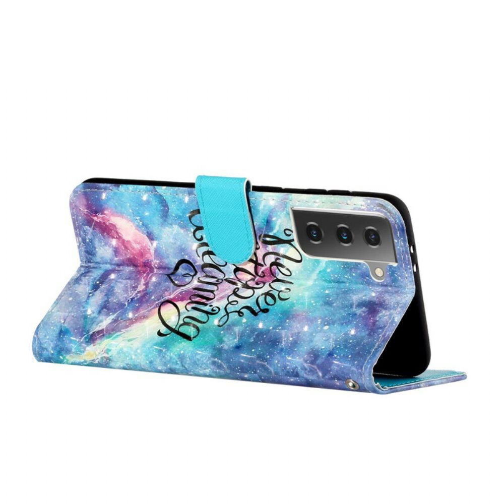 Flip Case Für Samsung Galaxy S21 5G Niemals Aufhören Mit Lanyard