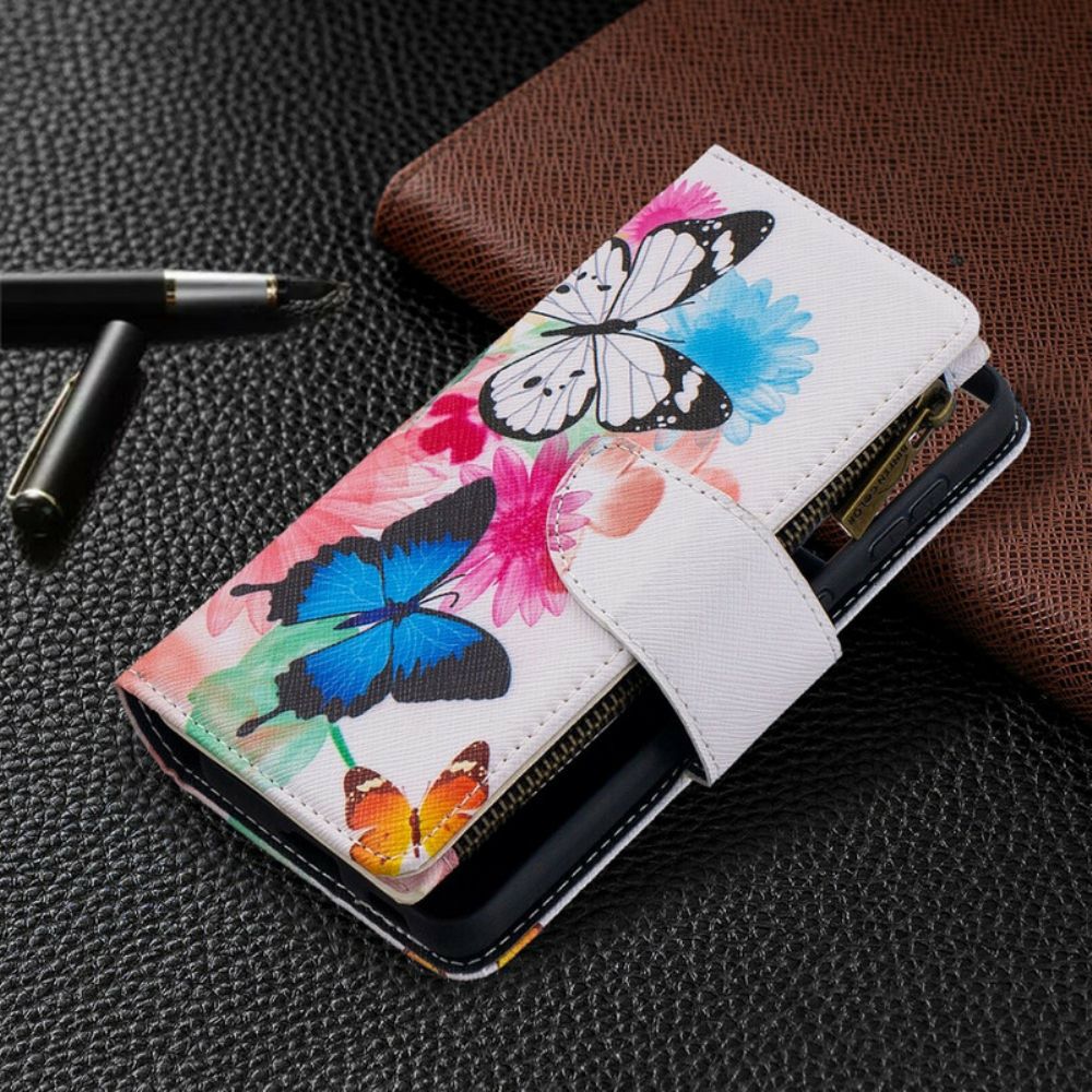 Flip Case Für Samsung Galaxy S21 5G Schmetterlingstasche Mit Reißverschluss