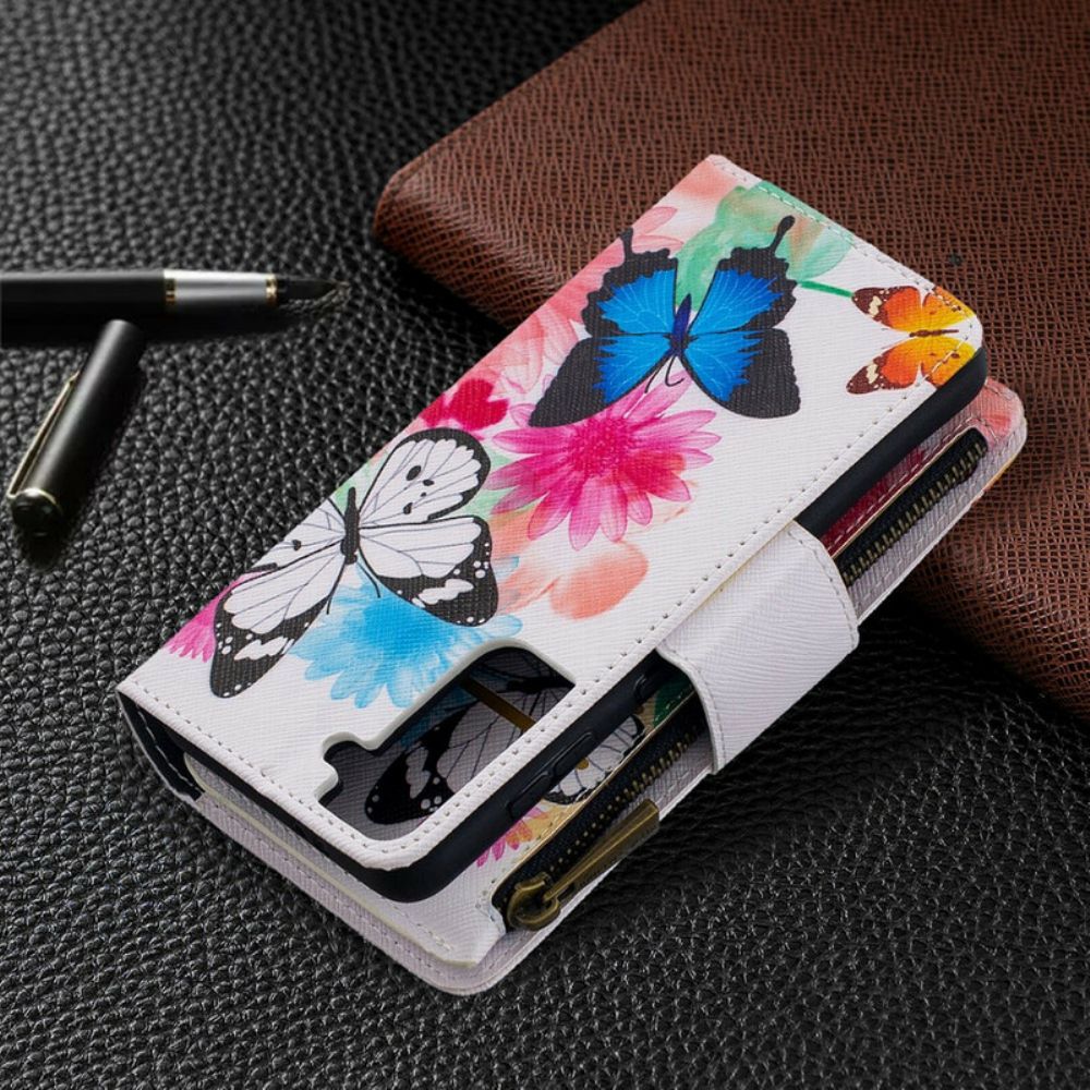 Flip Case Für Samsung Galaxy S21 5G Schmetterlingstasche Mit Reißverschluss