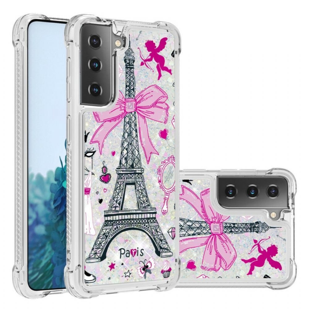 Hülle Für Samsung Galaxy S21 5G Der Eiffelturm Pailletten