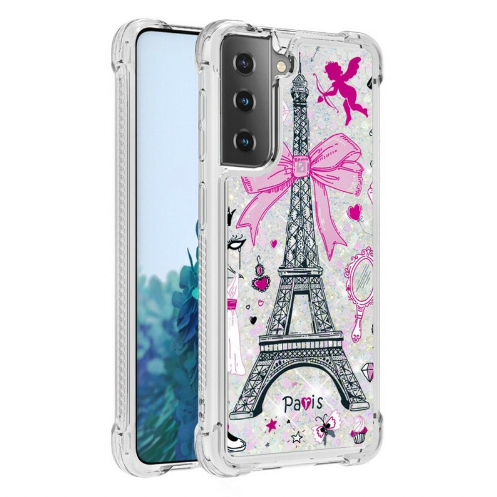 Hülle Für Samsung Galaxy S21 5G Der Eiffelturm Pailletten