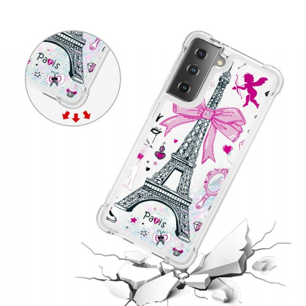 Hülle Für Samsung Galaxy S21 5G Der Eiffelturm Pailletten
