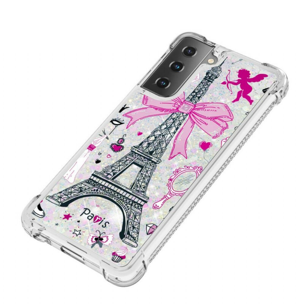 Hülle Für Samsung Galaxy S21 5G Der Eiffelturm Pailletten