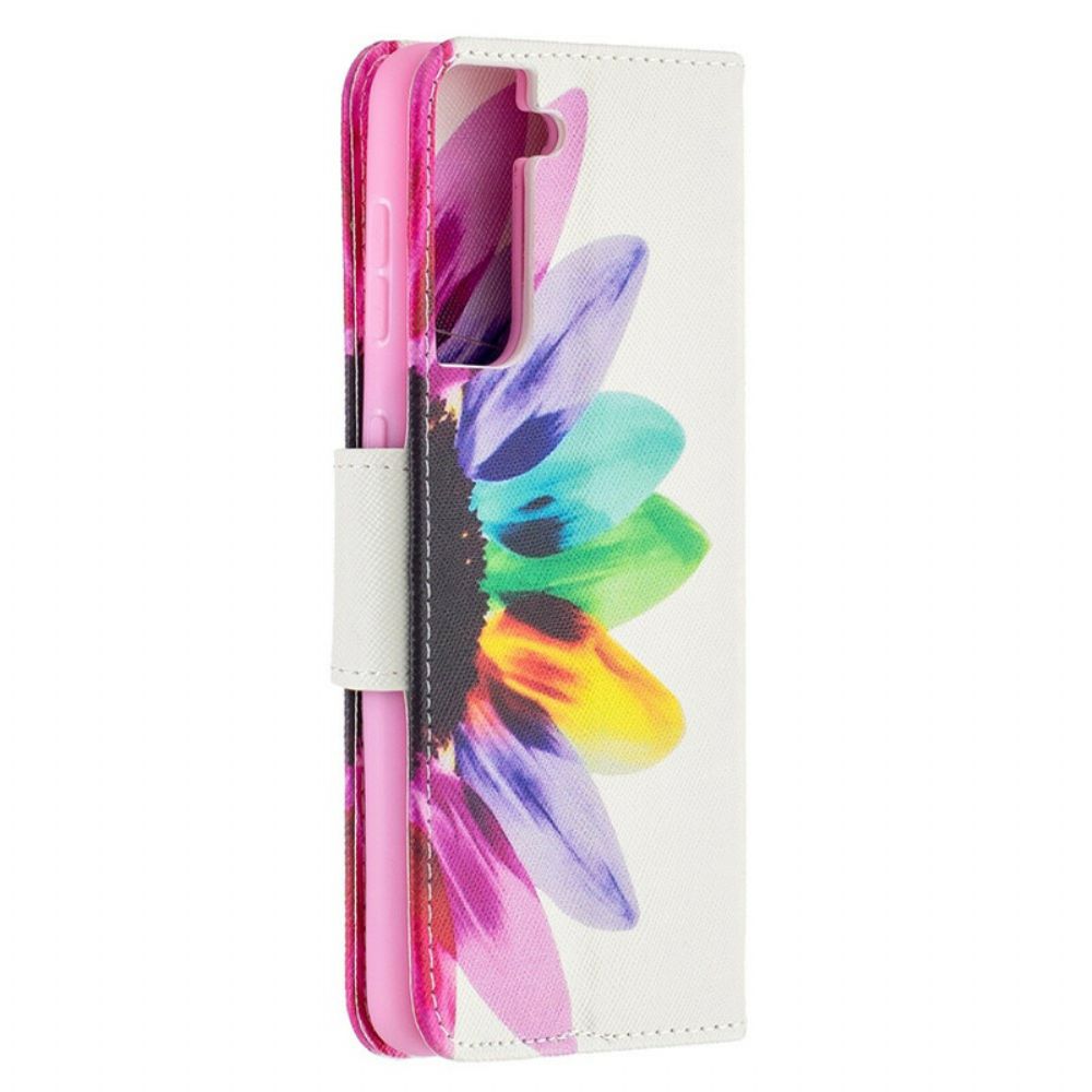 Lederhüllen Für Samsung Galaxy S21 5G Aquarell Blume