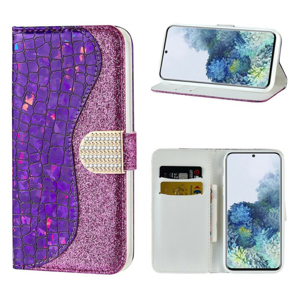 Lederhüllen Für Samsung Galaxy S21 5G Croc-diamanten