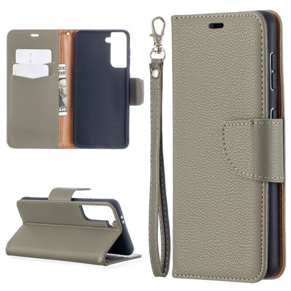 Lederhüllen Für Samsung Galaxy S21 5G Flip Case Litschi-klappe Schräg