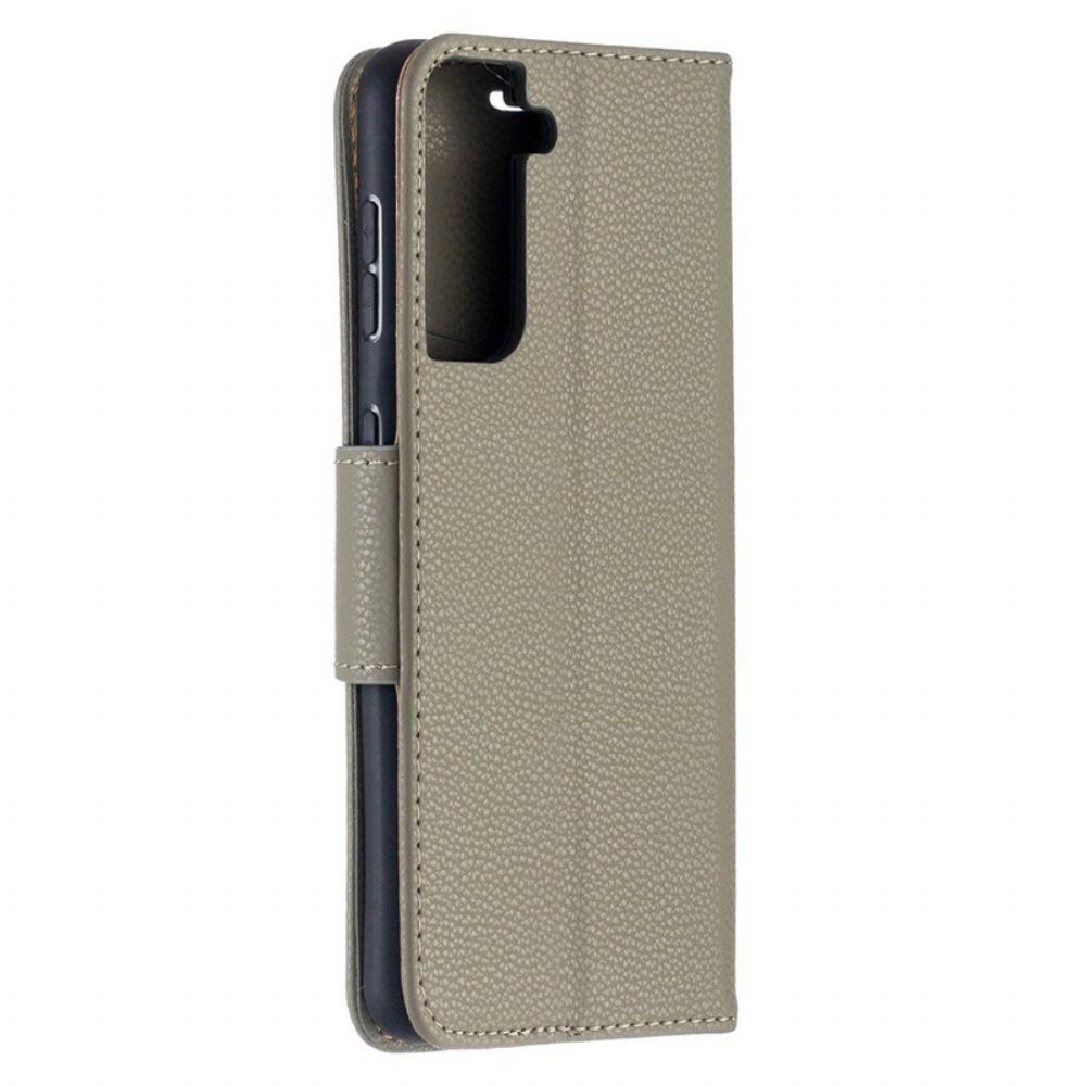Lederhüllen Für Samsung Galaxy S21 5G Flip Case Litschi-klappe Schräg