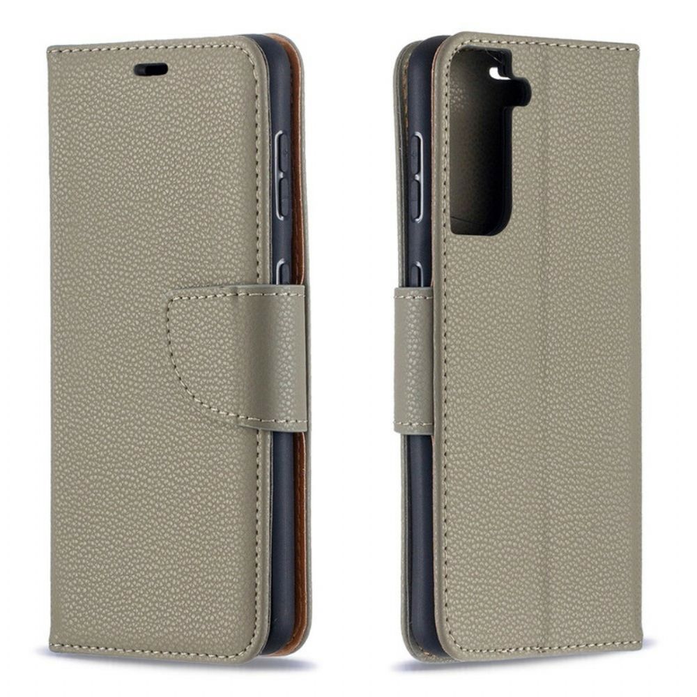 Lederhüllen Für Samsung Galaxy S21 5G Flip Case Litschi-klappe Schräg