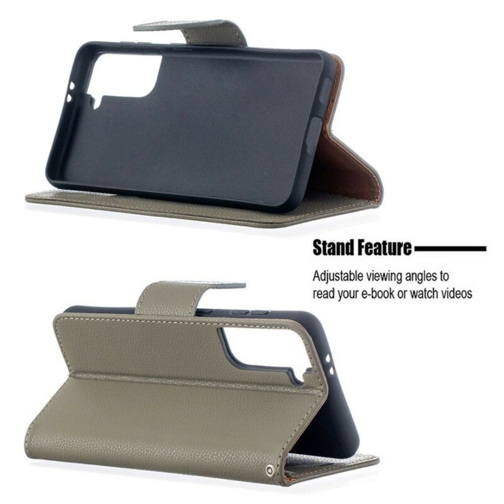 Lederhüllen Für Samsung Galaxy S21 5G Flip Case Litschi-klappe Schräg