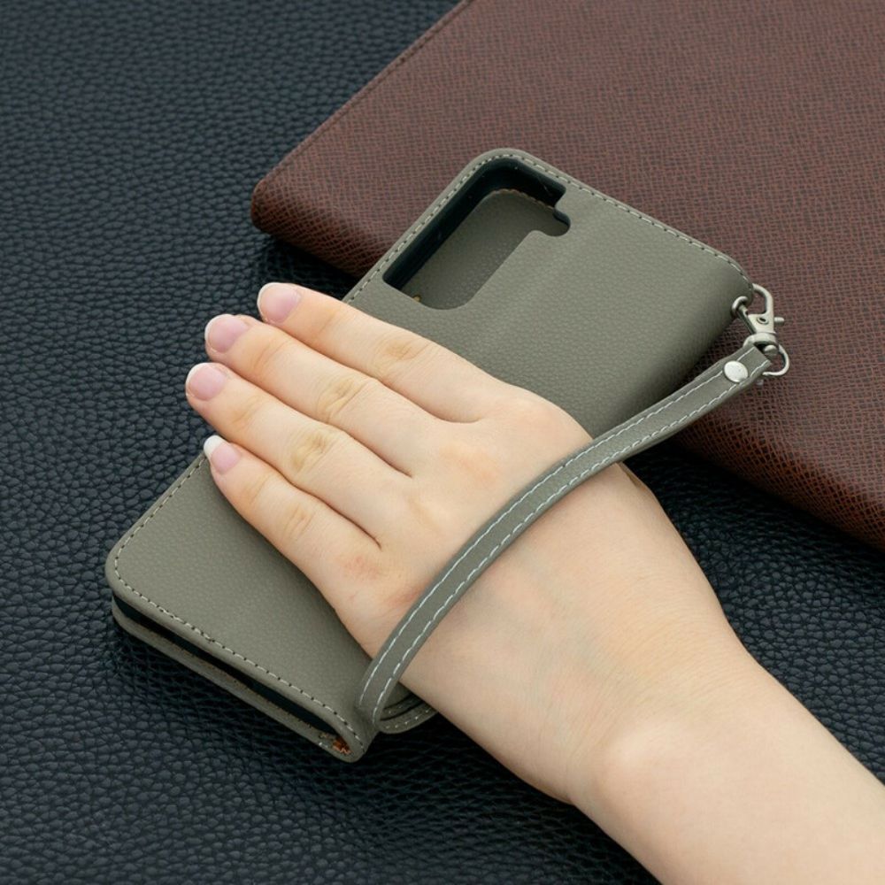 Lederhüllen Für Samsung Galaxy S21 5G Flip Case Litschi-klappe Schräg