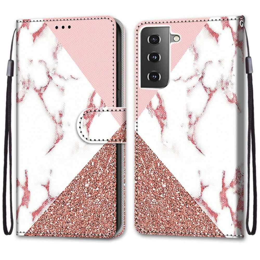 Lederhüllen Für Samsung Galaxy S21 5G Murmel- Und Glitzerdreieck