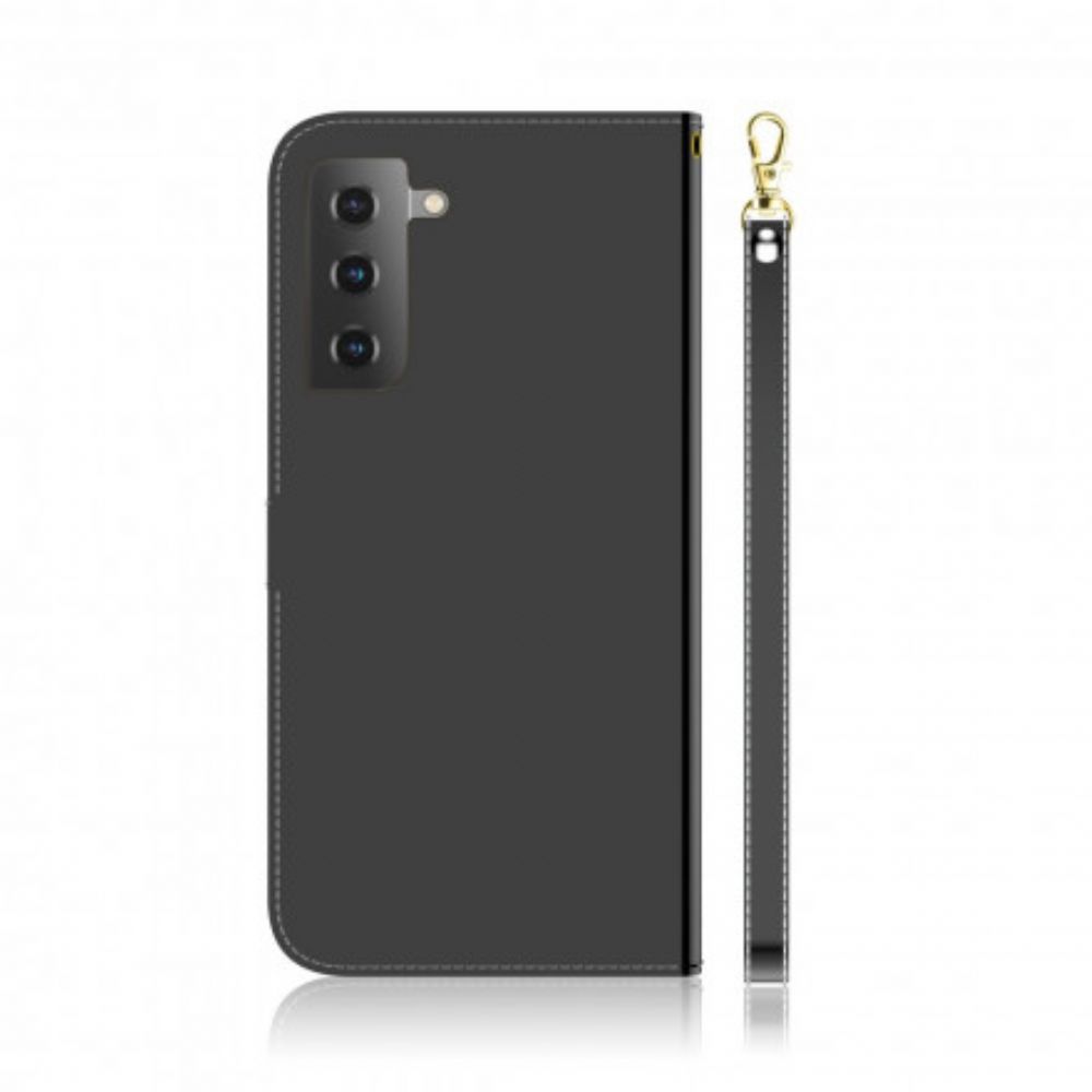 Lederhüllen Für Samsung Galaxy S21 5G Spiegel Mit Kunstlederbezug
