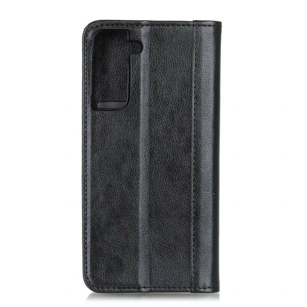 Schutzhülle Für Samsung Galaxy S21 5G Flip Case Elegance Litschi-spaltleder