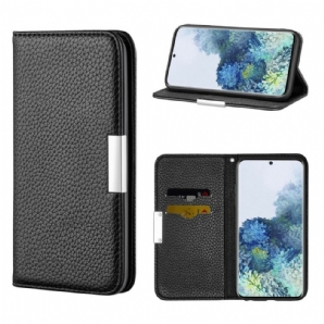 Schutzhülle Für Samsung Galaxy S21 5G Flip Case Ultraschickes Litschi-kunstleder