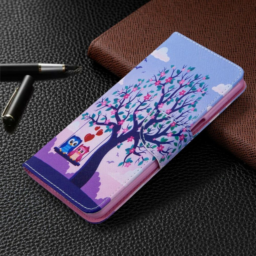 Flip Case Für Xiaomi Redmi Note 9S / Note 9 Pro Eulen Auf Der Schaukel