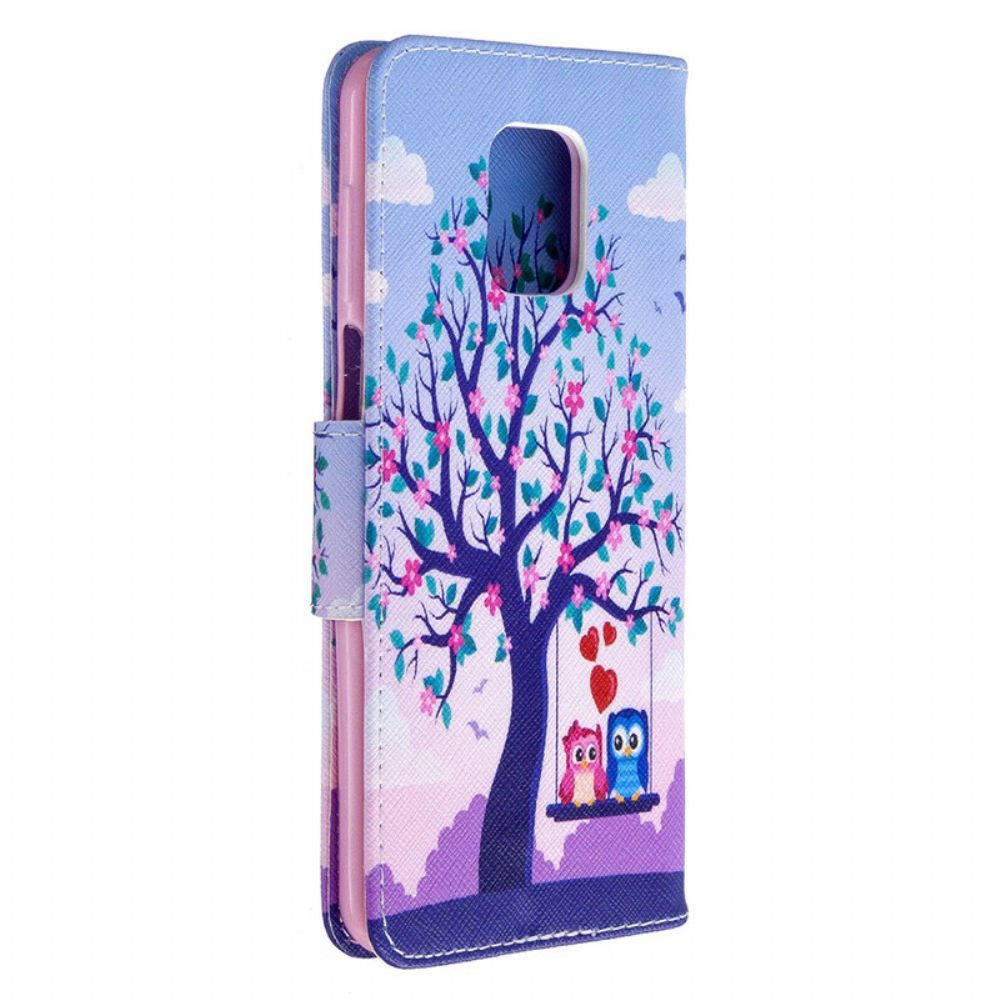 Flip Case Für Xiaomi Redmi Note 9S / Note 9 Pro Eulen Auf Der Schaukel