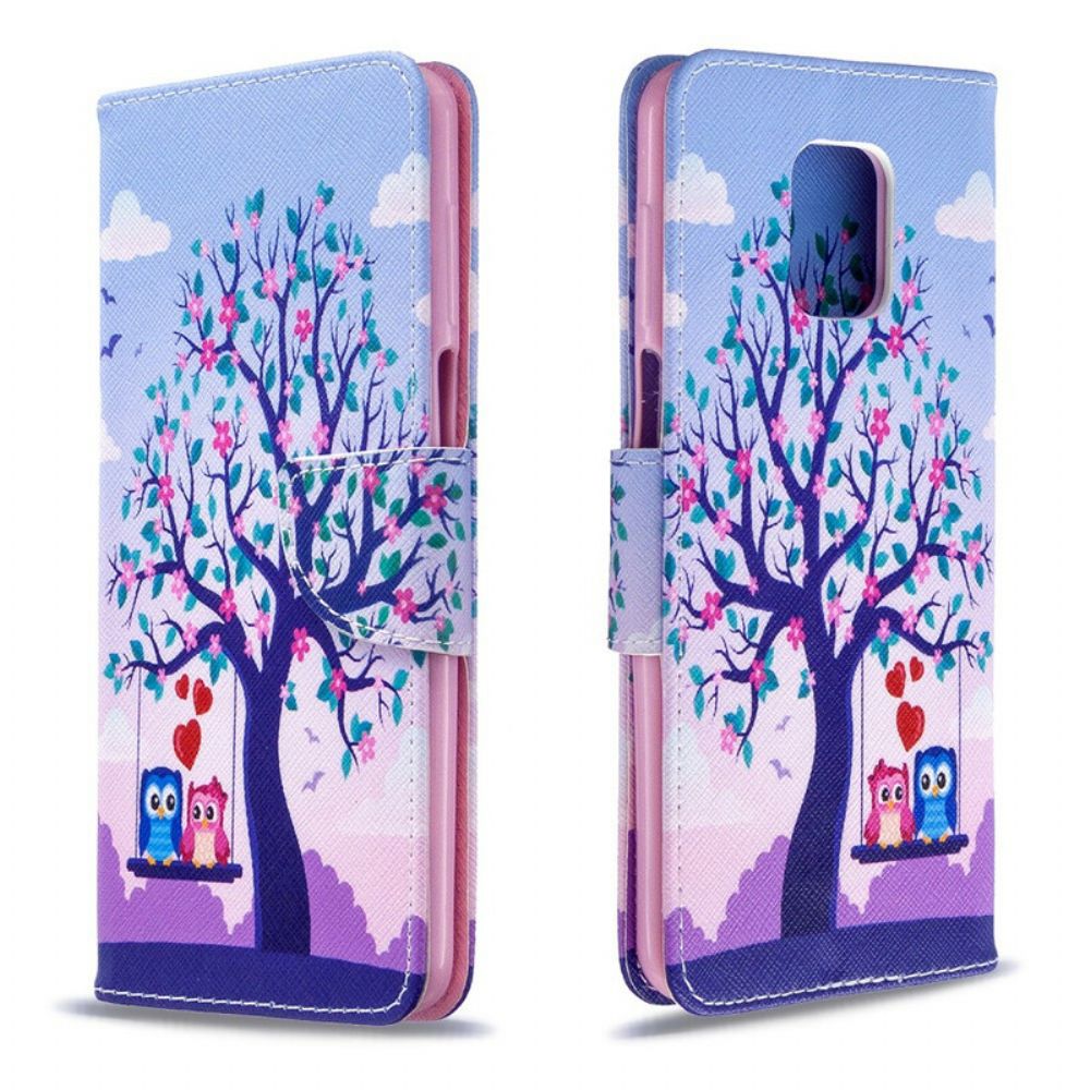 Flip Case Für Xiaomi Redmi Note 9S / Note 9 Pro Eulen Auf Der Schaukel