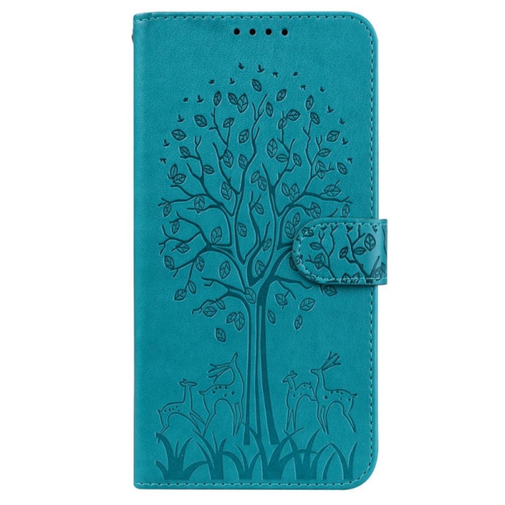 Flip Case Für Poco M4 Pro 5G Baum Und Hirsch