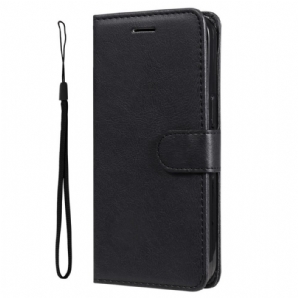 Flip Case Für Poco M4 Pro 5G Mit Kordel Armband Mit Mattem Ledereffekt