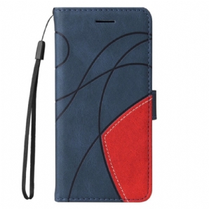 Flip Case Für Poco M4 Pro 5G Signatur Zweifarbiges Kunstleder