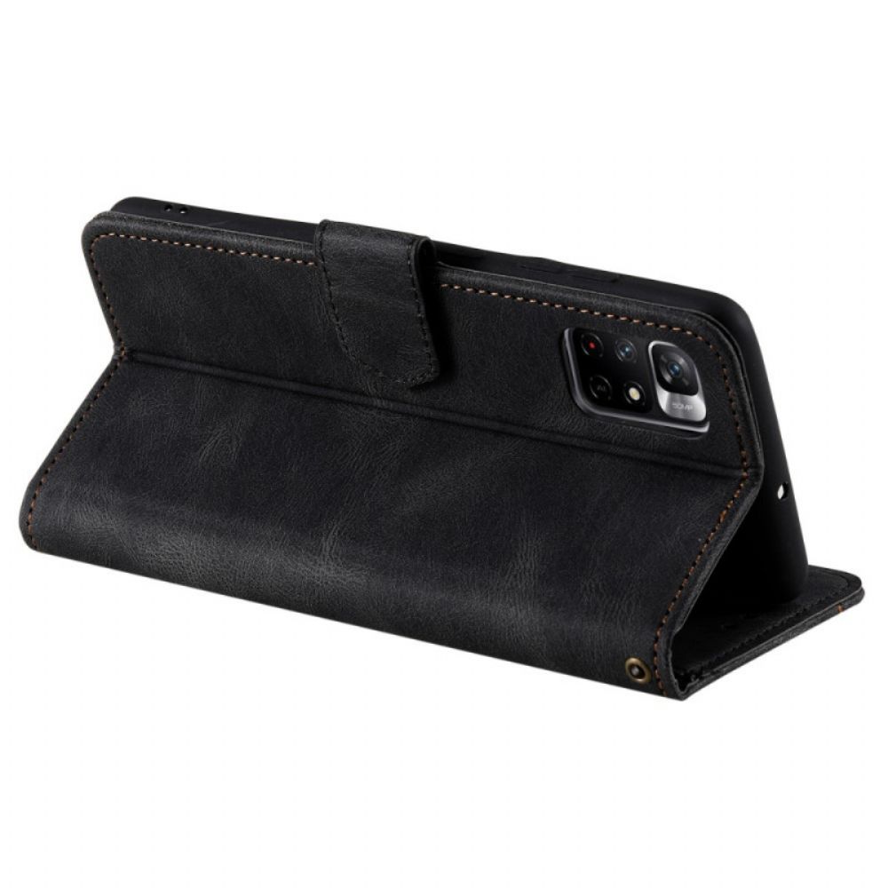 Flip Case Für Poco M4 Pro 5G Skin-touch-nähte