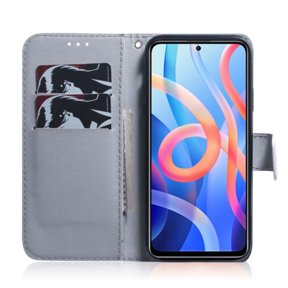 Flip Case Für Poco M4 Pro 5G Träumender Löwe