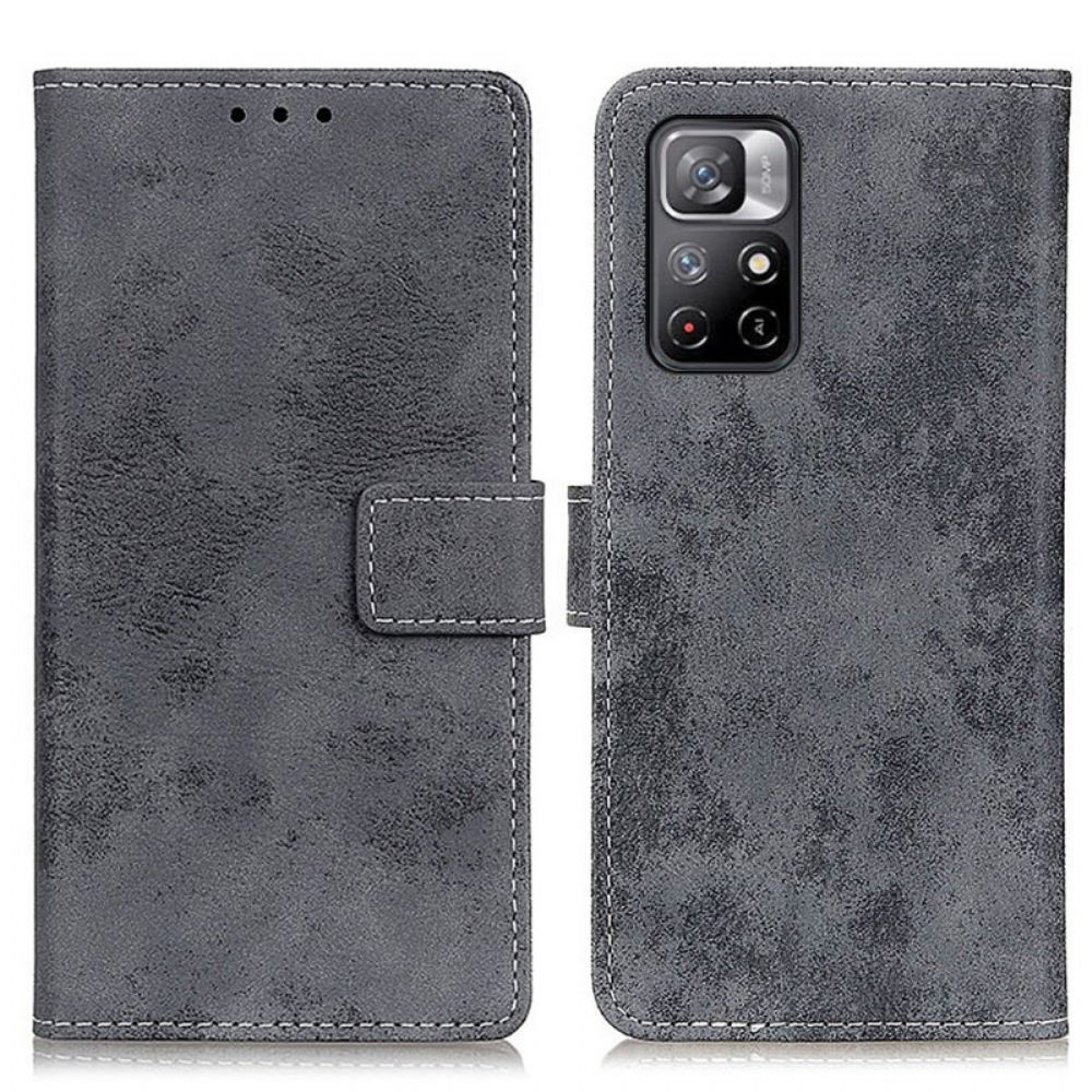Flip Case Für Poco M4 Pro 5G Vintage-leder-effekt