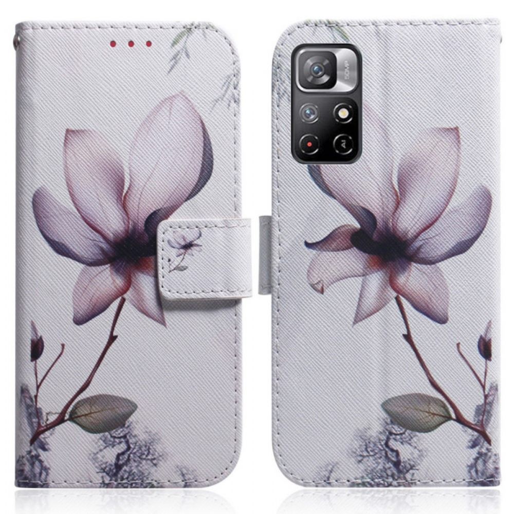 Lederhüllen Für Poco M4 Pro 5G Alte Rosenblüte