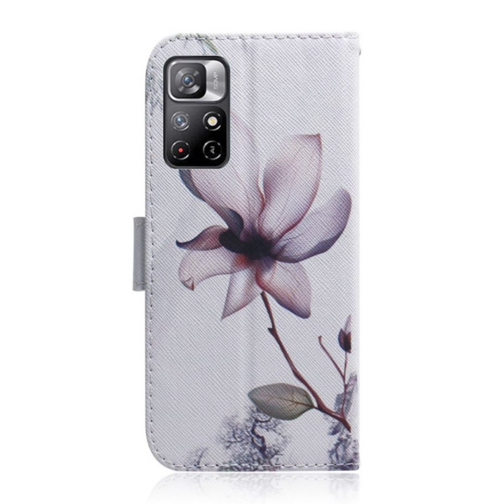 Lederhüllen Für Poco M4 Pro 5G Alte Rosenblüte