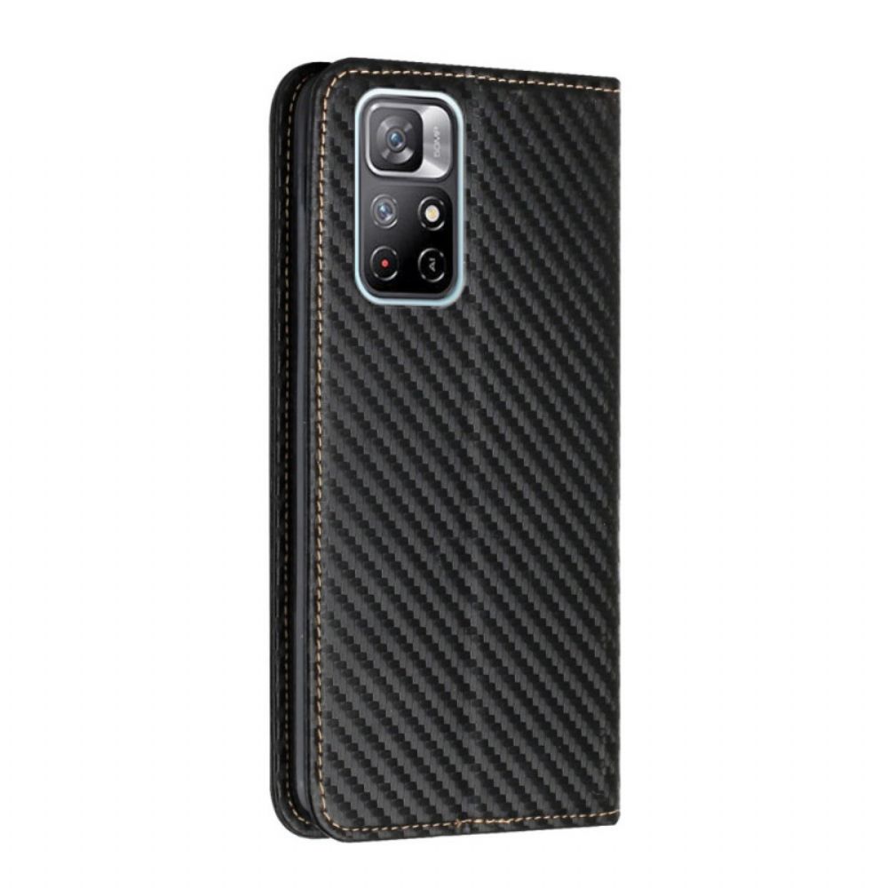 Schutzhülle Für Poco M4 Pro 5G Mit Kordel Flip Case Kohlefaserband