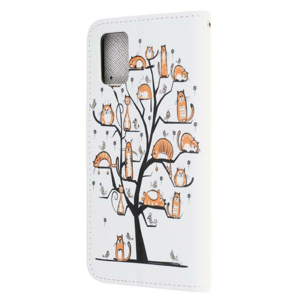 Flip Case Für Samsung Galaxy A52 4G / A52 5G / A52s 5G Mit Kordel Funky Cats Mit Riemen