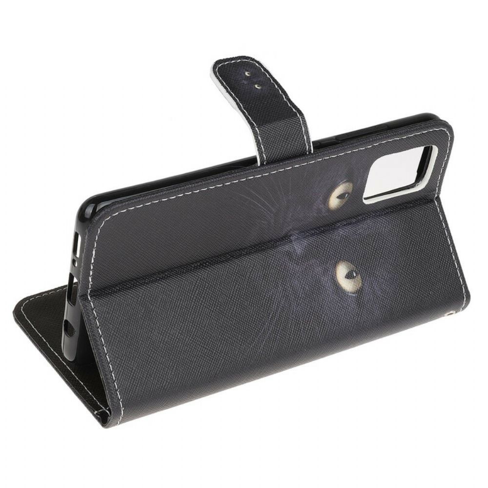 Flip Case Für Samsung Galaxy A52 4G / A52 5G / A52s 5G Mit Kordel Schwarze Katzenaugen Mit Riemen