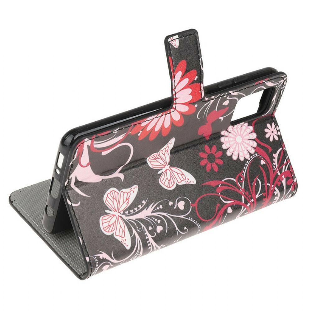 Flip Case Für Samsung Galaxy A52 4G / A52 5G / A52s 5G Schmetterlinge Und Blumen