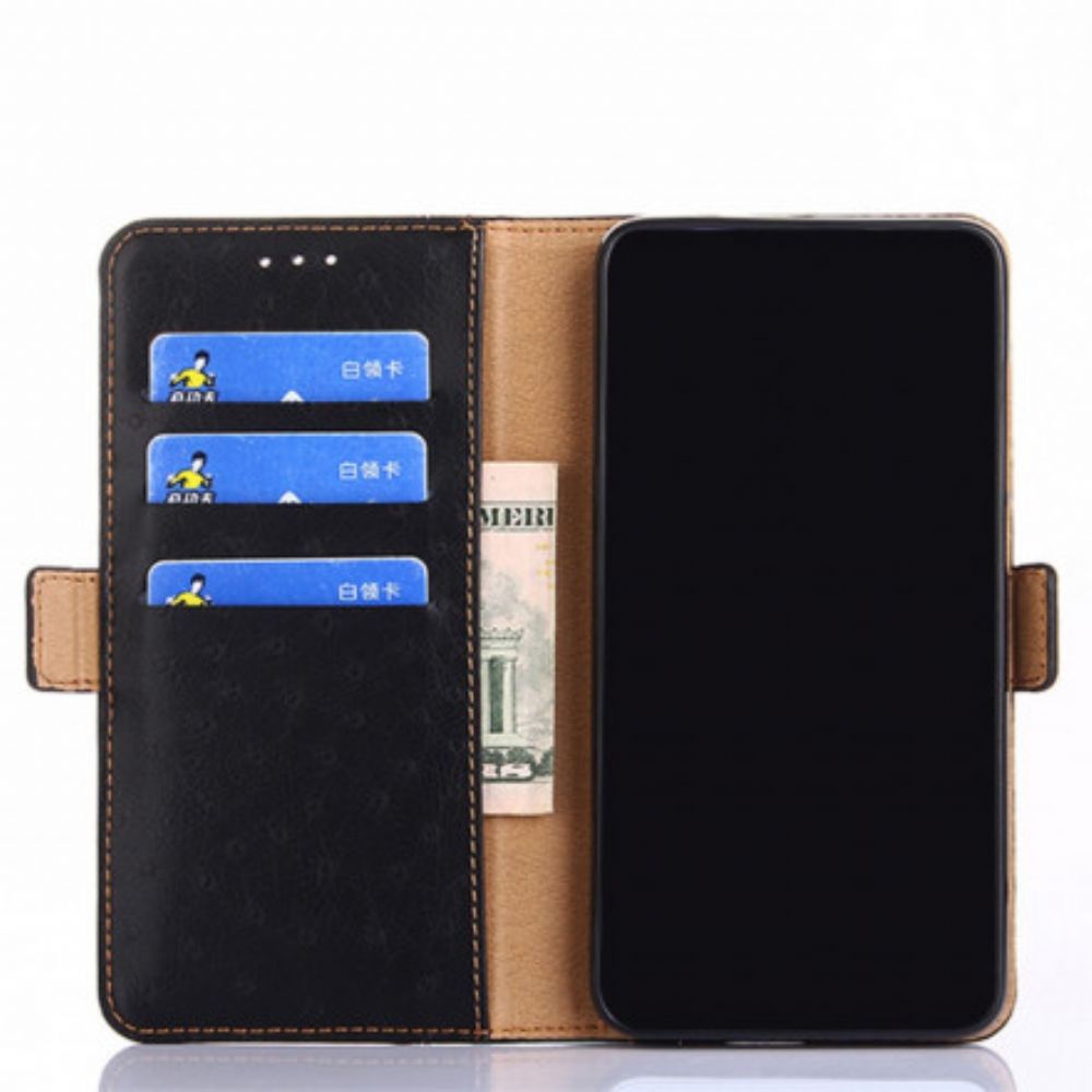 Flip Case Für Samsung Galaxy A52 4G / A52 5G / A52s 5G Zweifarbige Straußenhautstruktur