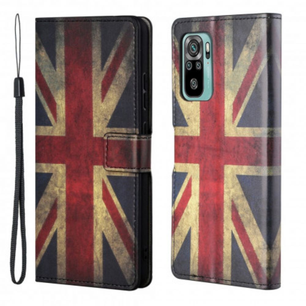 Flip Case Für Xiaomi Redmi 10 Mit Kordel England-flagge Mit Lanyard